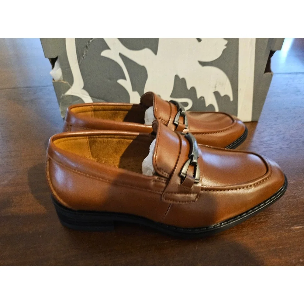 Stacy Adams Boy's Kaylor Slip-On Loafer Dress Shoe Size 12M Cognac‎